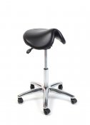 Flexsadel, svart skinn sadelstol med svankstöd som är justerbart